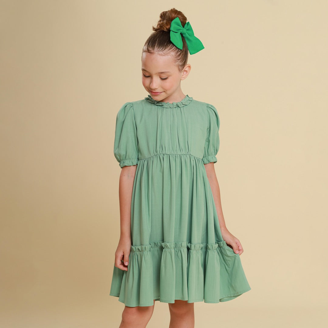 Vestido Infantil Lírio Viscose Verde Celadon