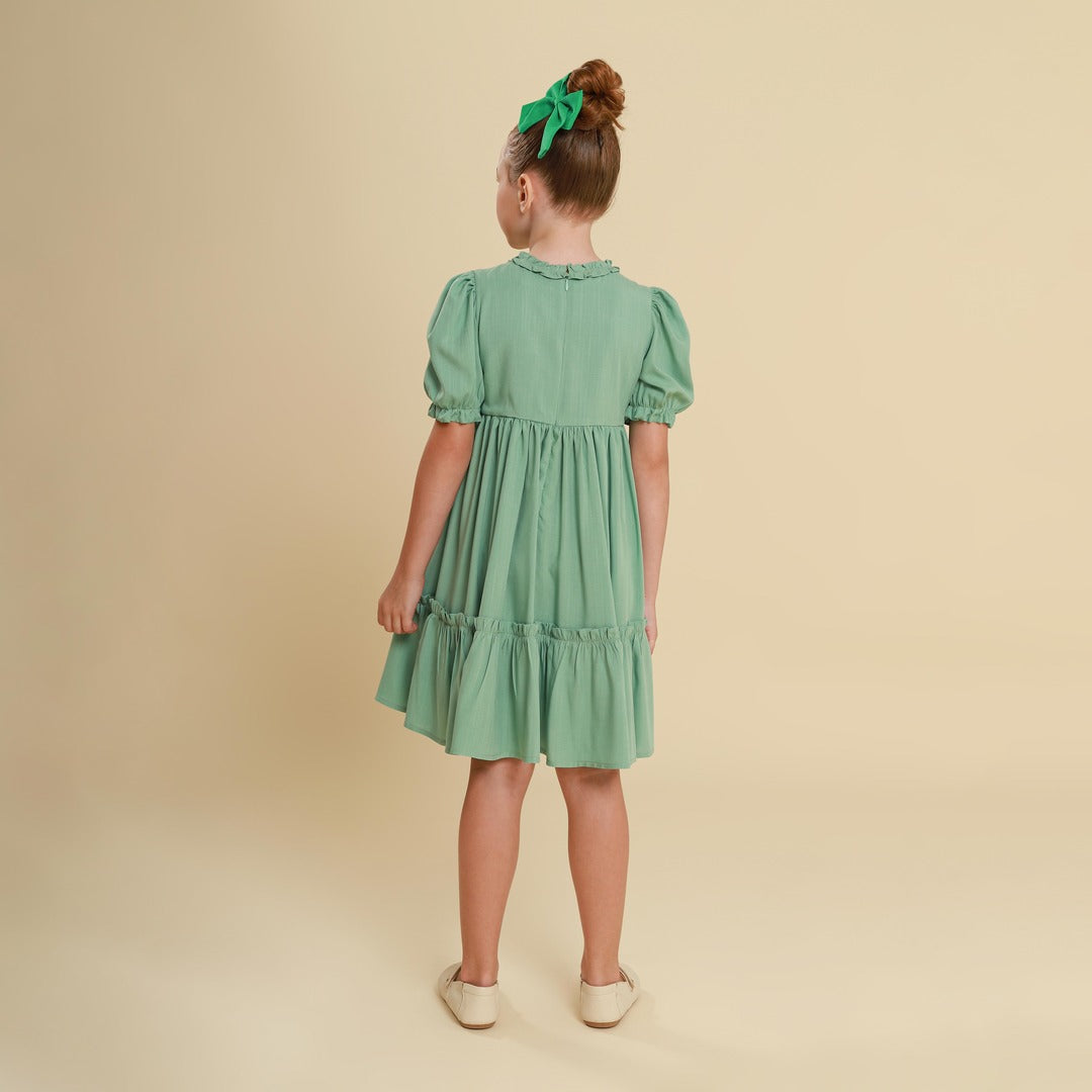 Vestido Infantil Lírio Viscose Verde Celadon