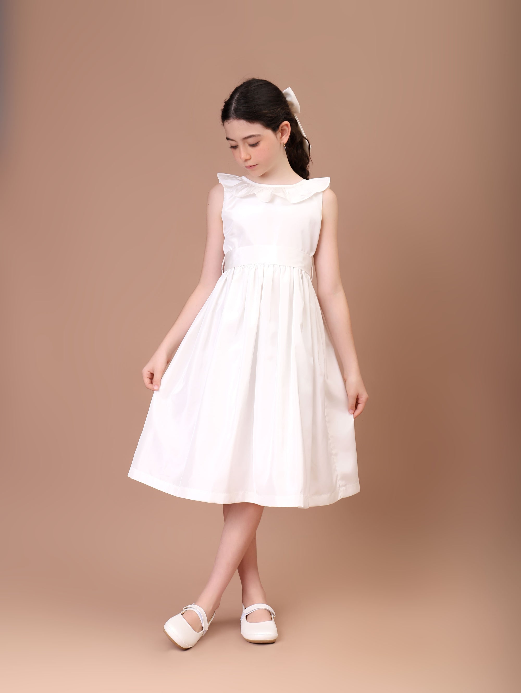 Vestido Festa Infantil Babado Off White