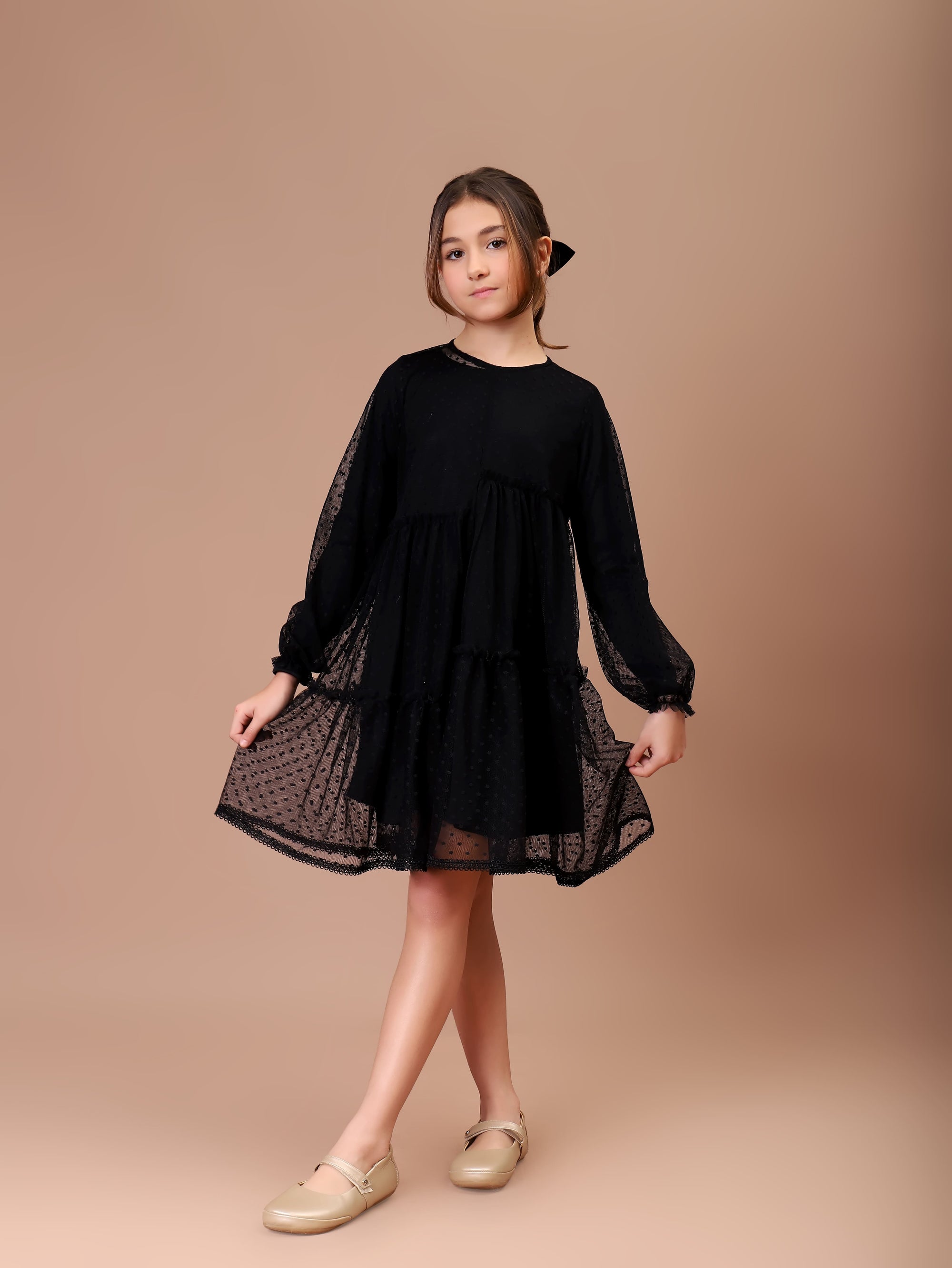 Vestido Infantil Anastacia Tule Preto