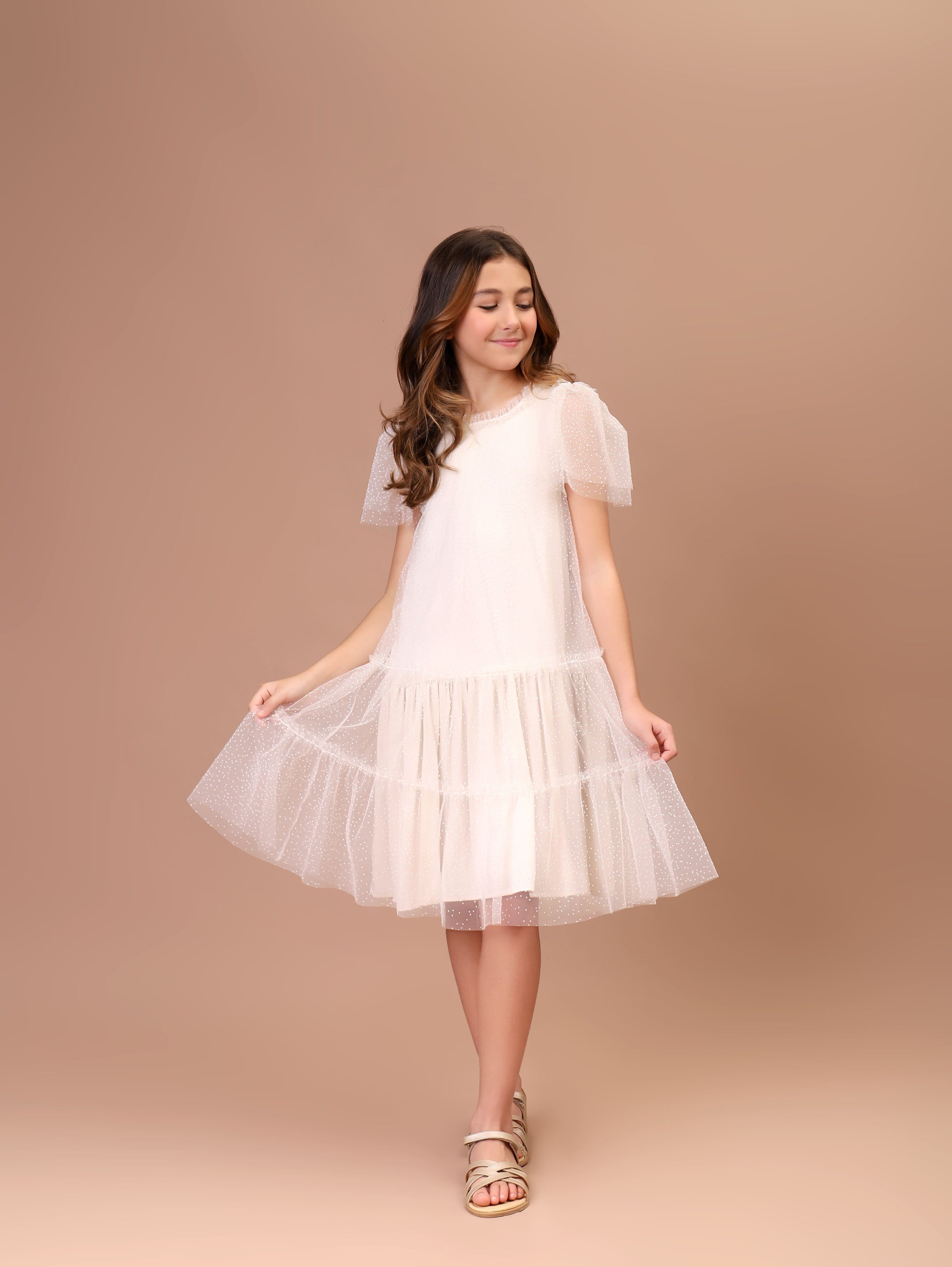 Vestido Infantil Paris Tule Bolshoi Bege
