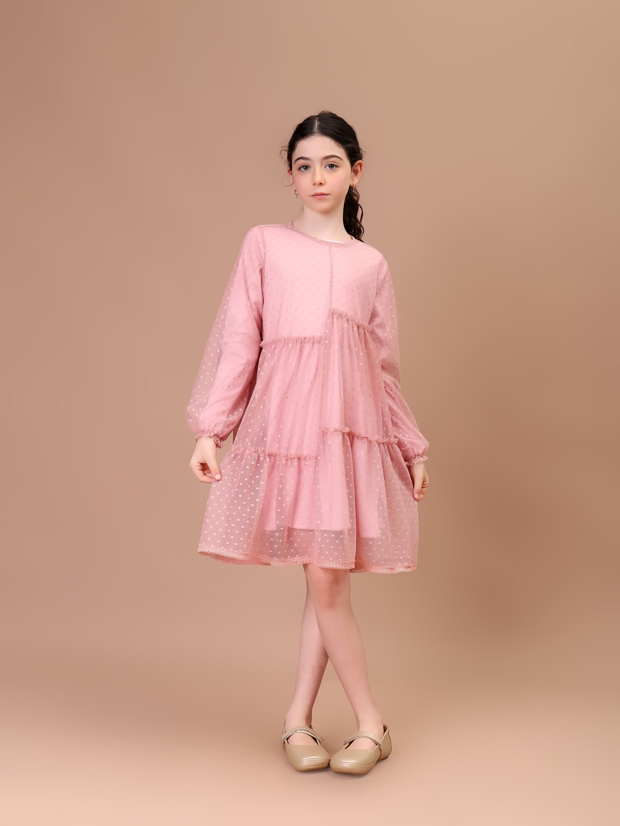 Vestido Infantil Anastacia Tule Rosé