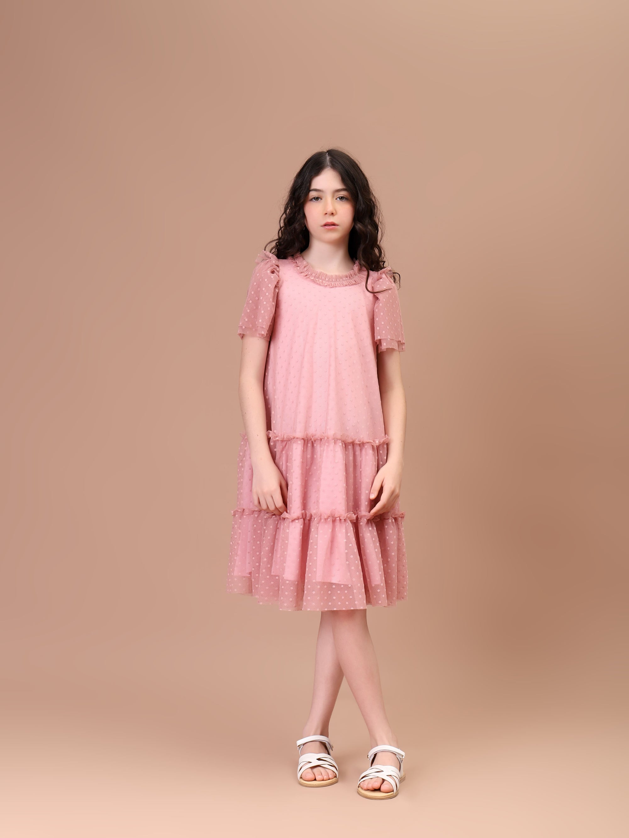 Vestido Infantil Paris Tule Rosé