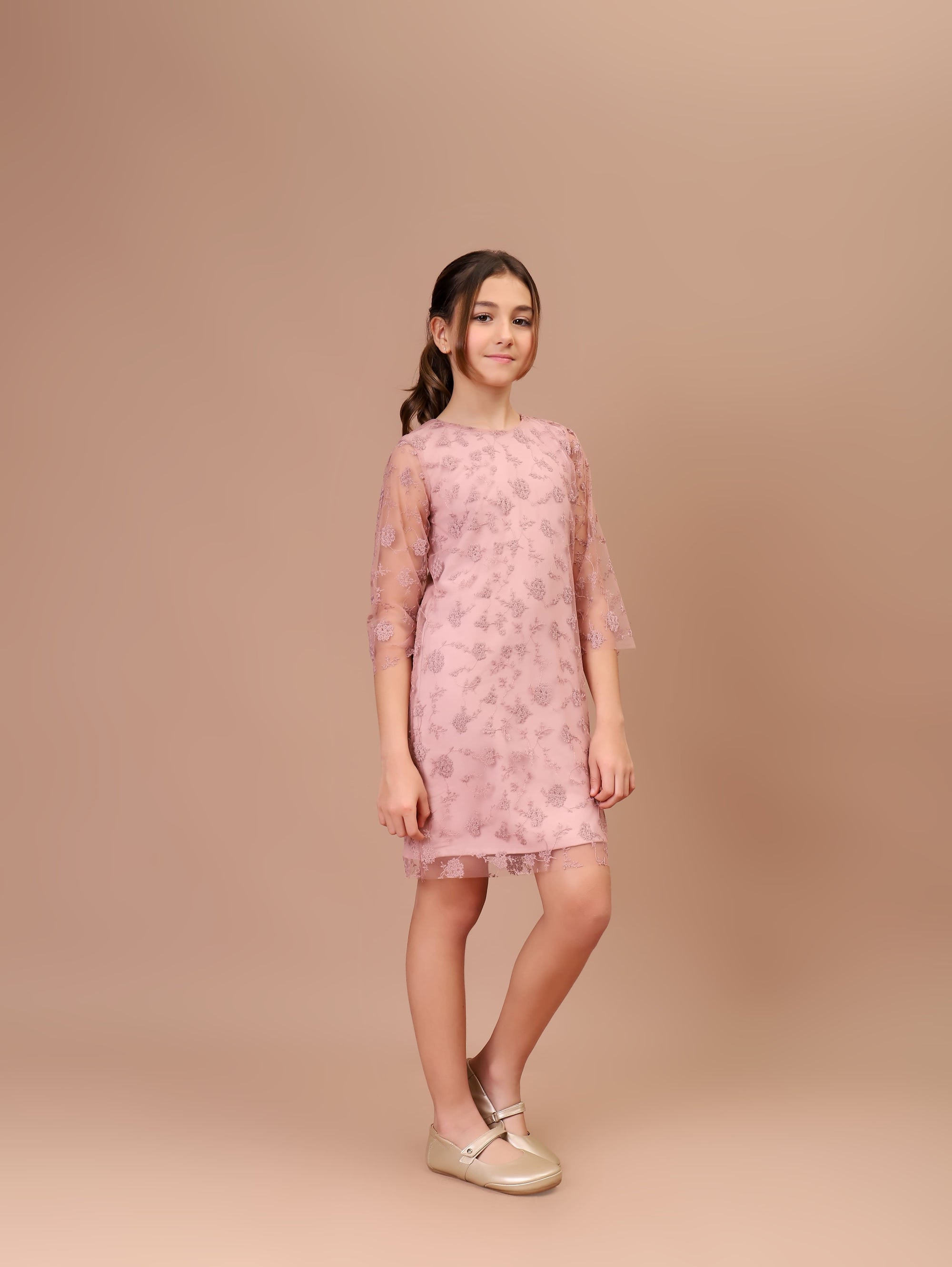 Vestido Infantil Êmilie Crepe Rosé