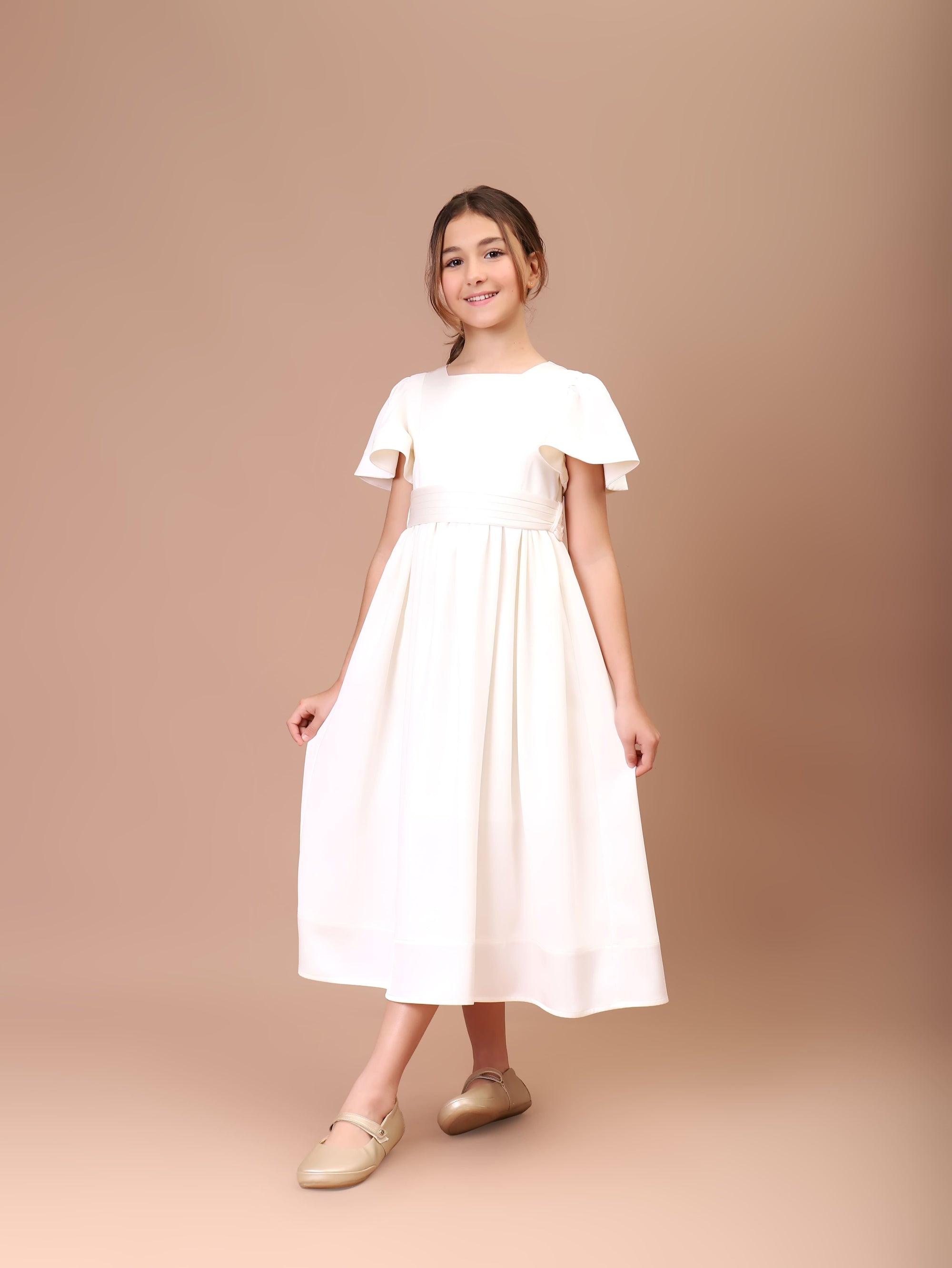 Vestido Infantil Audrey Crepe Off White