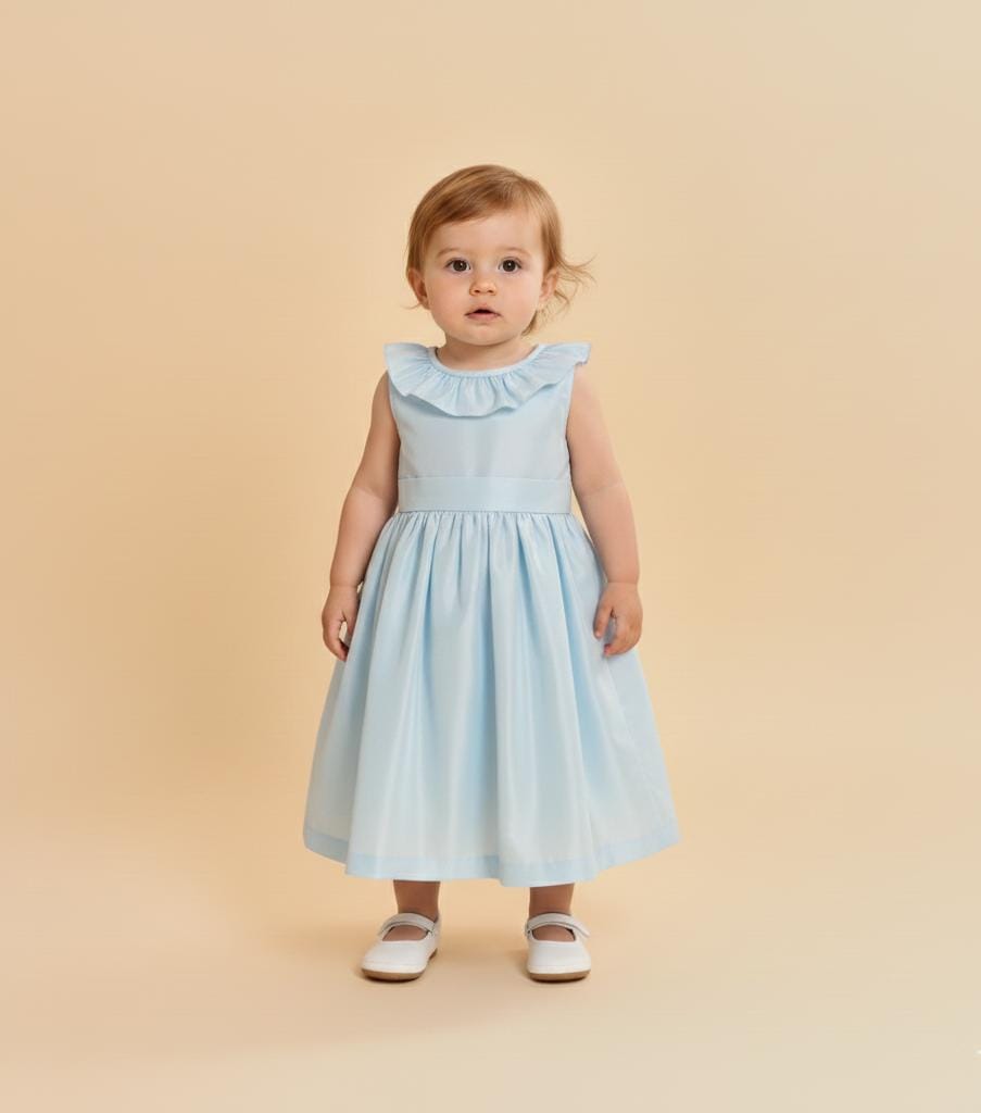 Vestido Festa Bebê Babado Azul