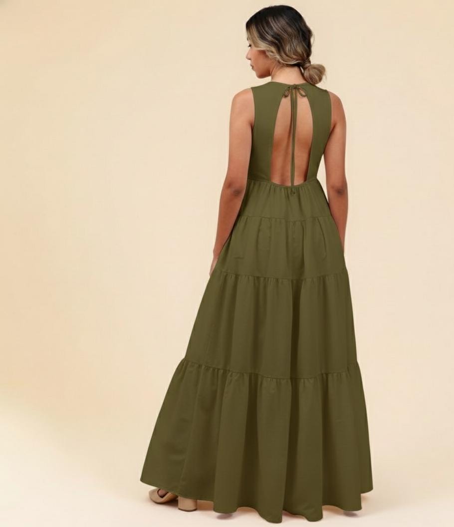 Vestido Amalfi Mãe Verde Oliva Natal