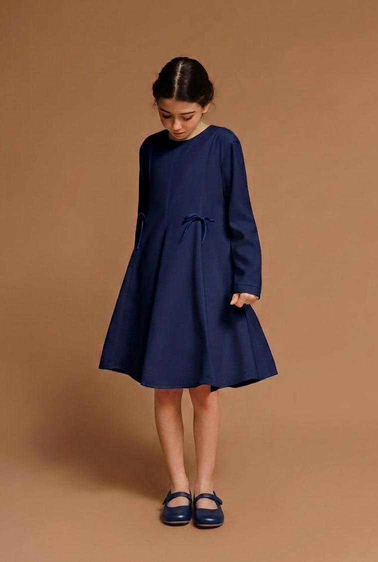 Vestido Infantil Vírginia Crepe Azul Marinho